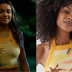 BDG Yellow Tropical Print Crop Top